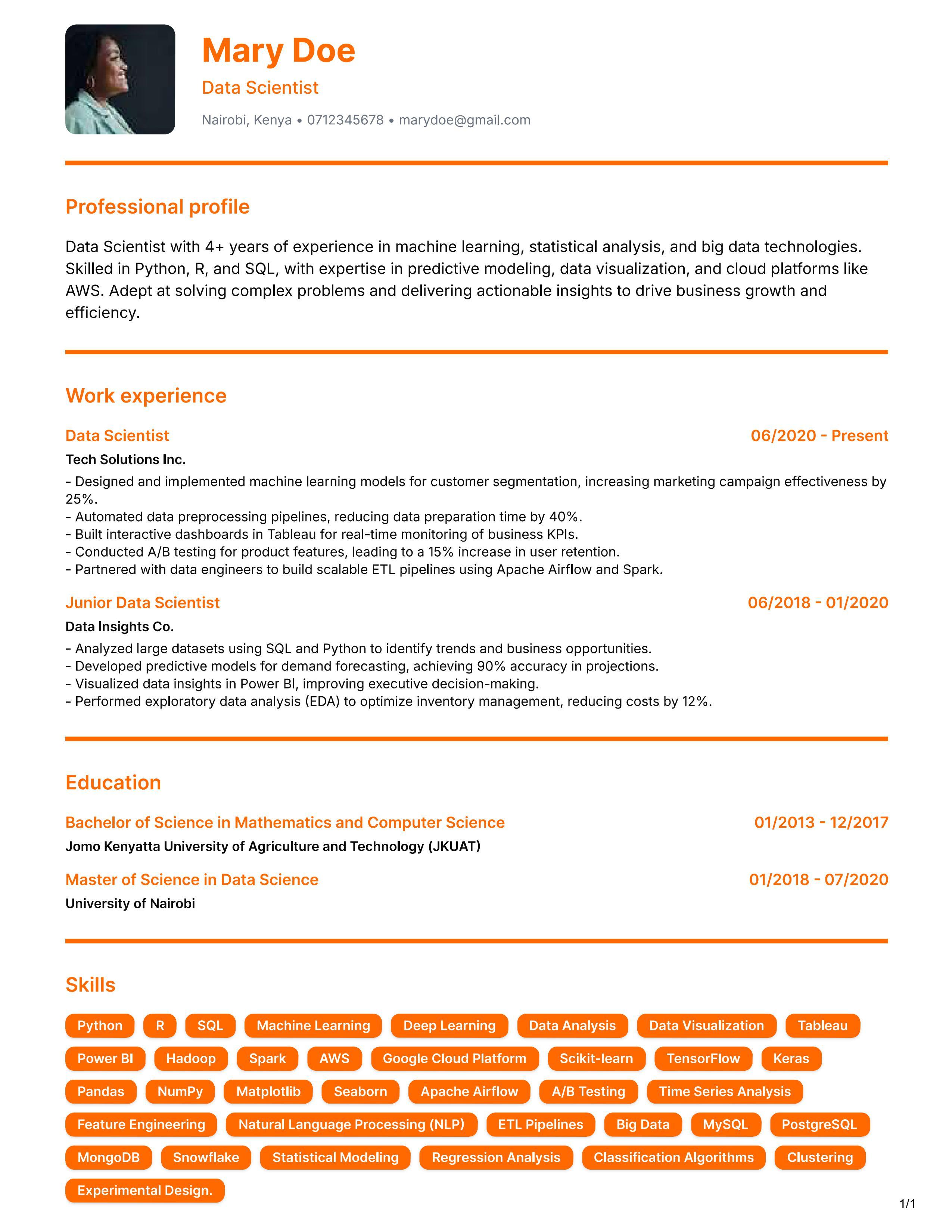 Resume Sample 2